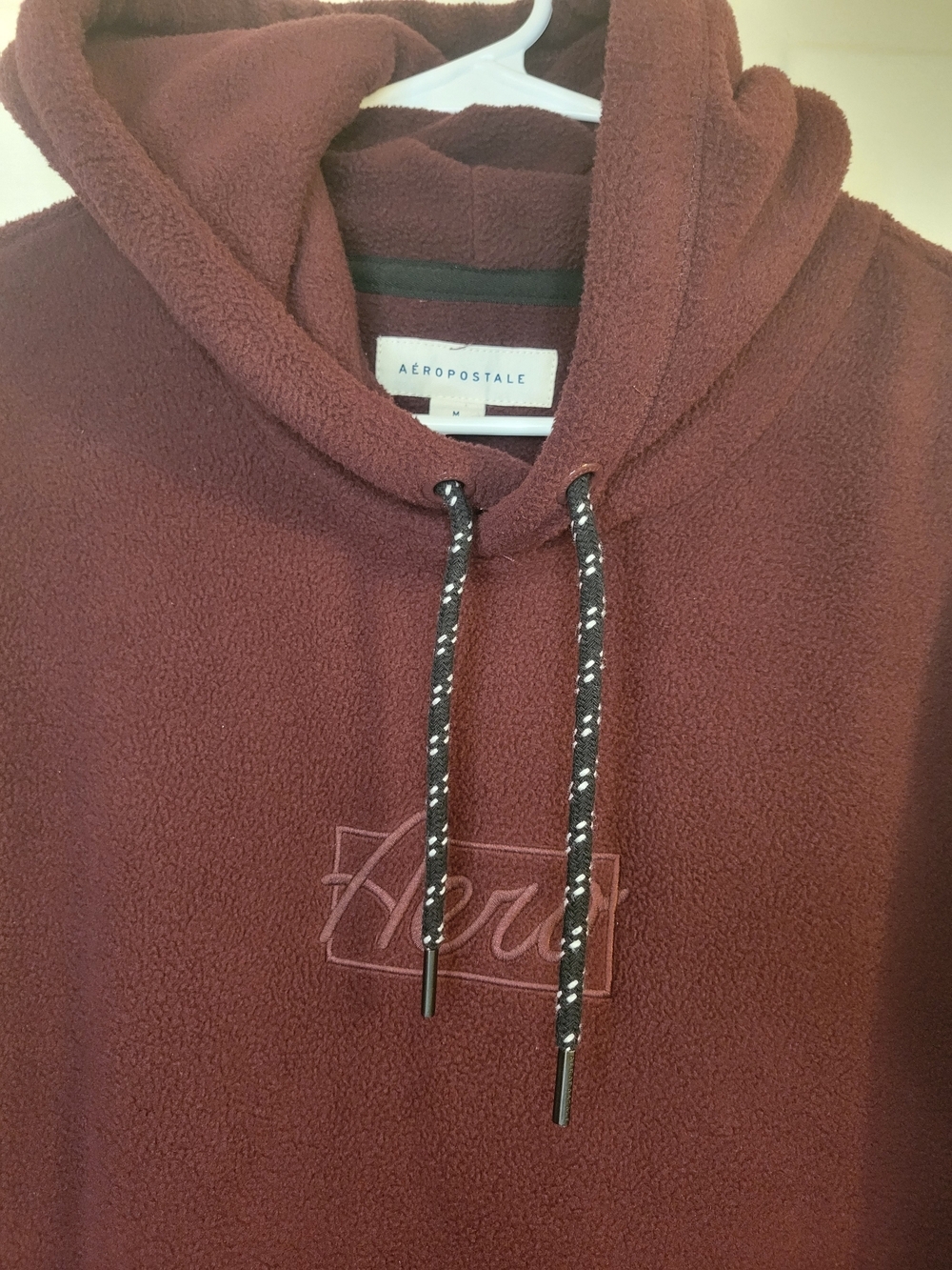 Aeropostale Men's Hooded Fleece Pullover - Deep Wine - Picture 4 of 8